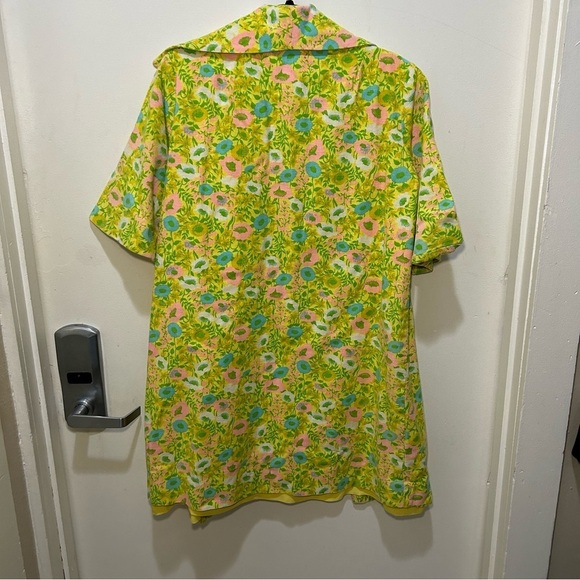 Jan Sue Green & Pink Floral Short Sleeve MIDI Length Jacket Size Large - Picture 4 of 9